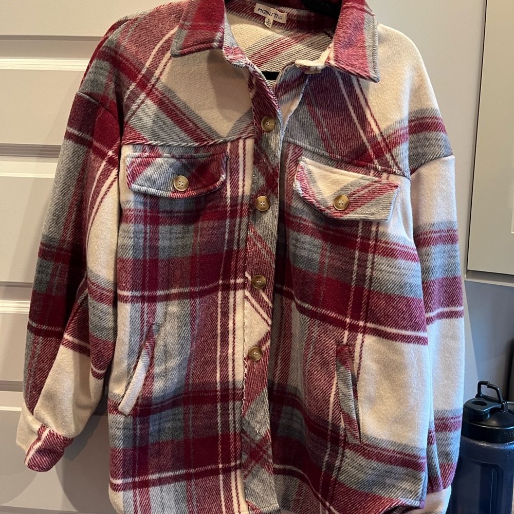 Main Strip Women’s  Plaid Jacket - Red and Cream